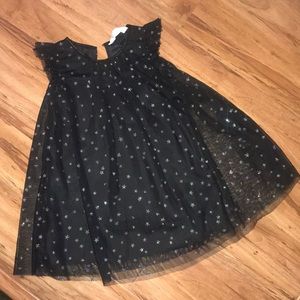 Girls black dress with silver stars